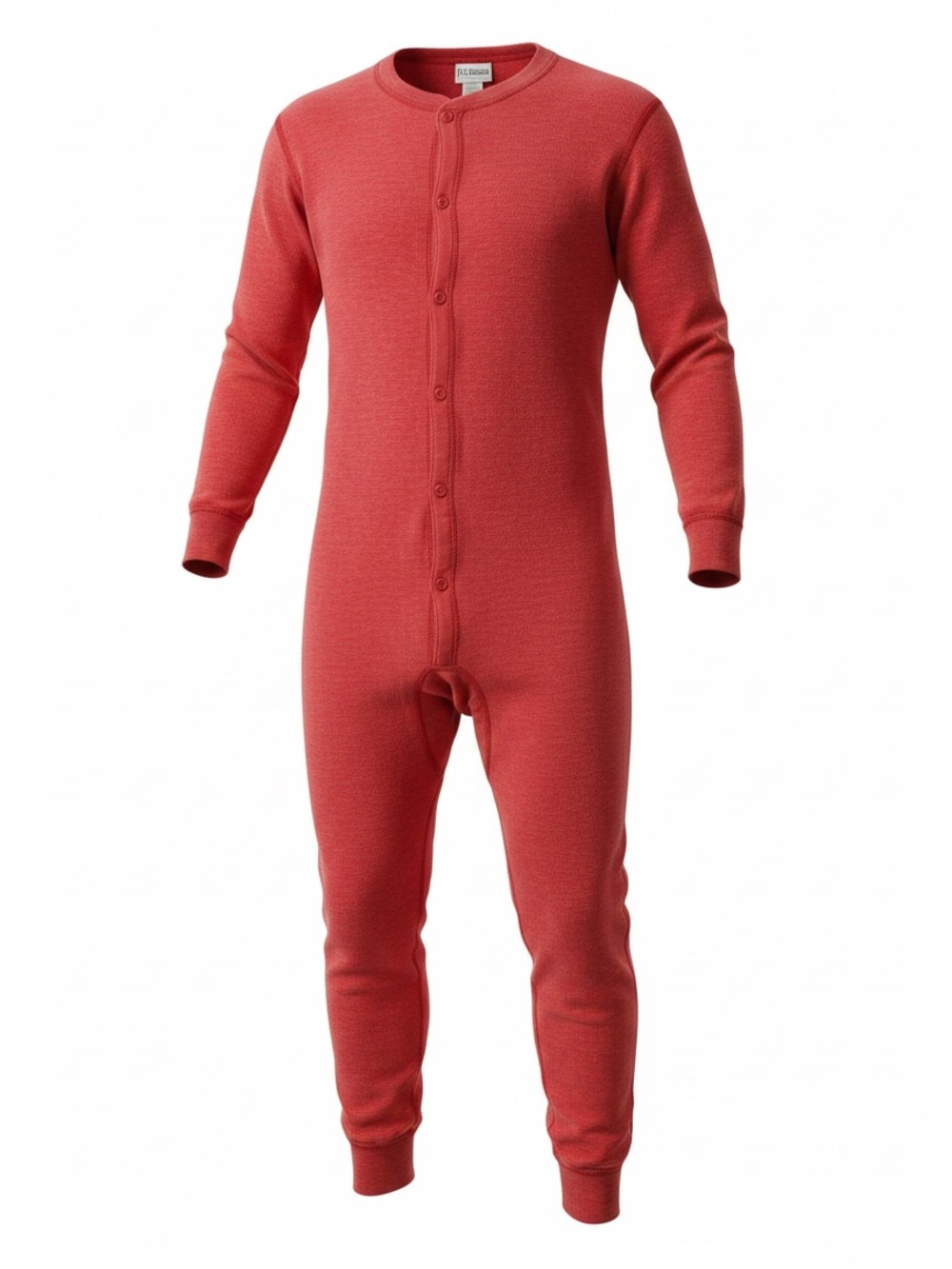 L.L.Bean Bright Red Thermal one piece long John. Back door flap. Mens Lg